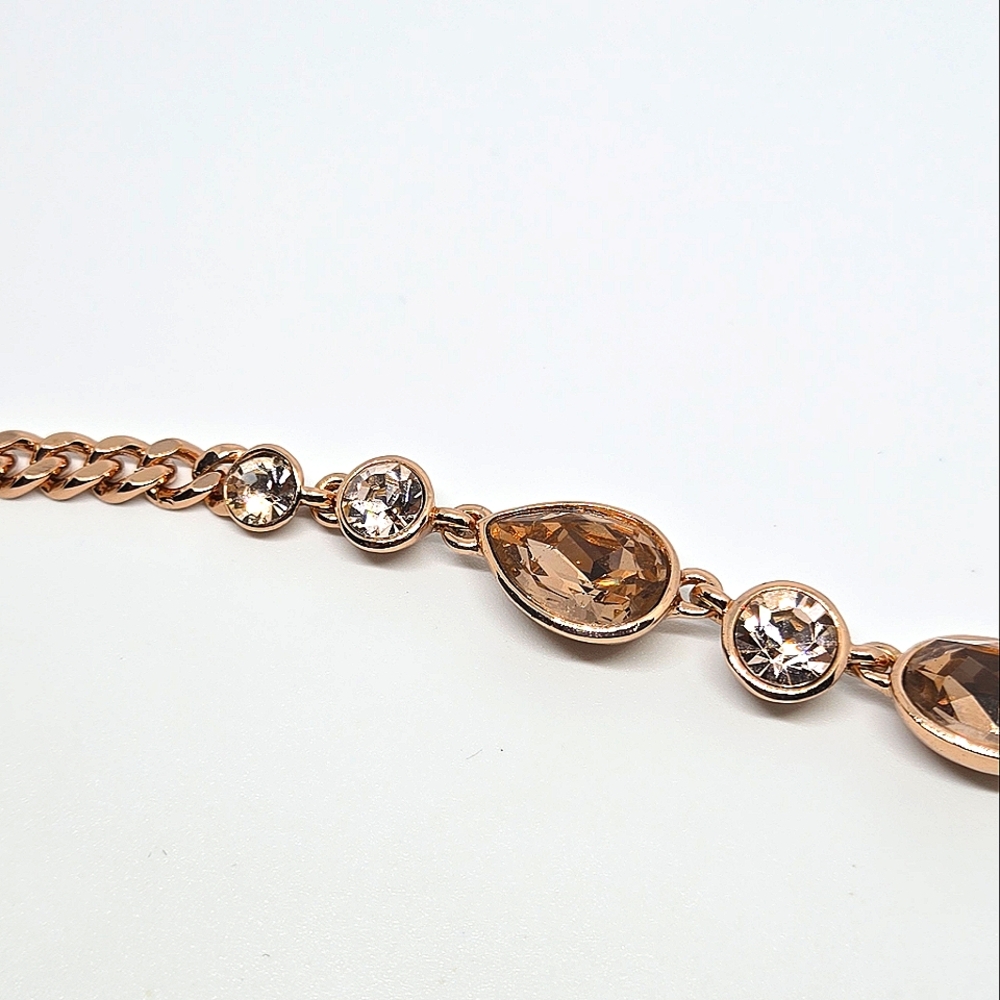 Givenchy Rose Gold Swarovski Crystal Necklace Curb Link Necklace DESIGNER LUXURY - Picture 4 of 5